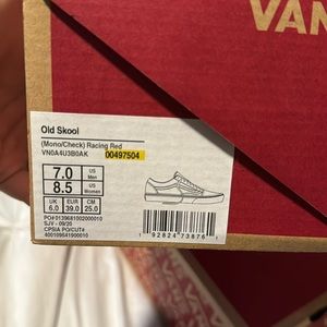 Mono/check racing red vans